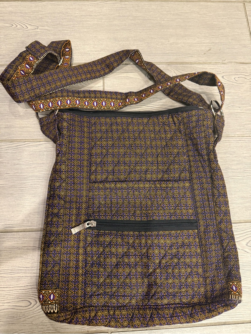Rapha House Women's Quilted Patterned Crossbody Bag - Purple and Gold
